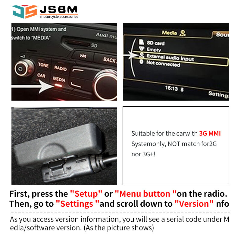 JSBM Bluetooth For Car Wireless Aux Adapter AMI bluetooth Music Adapter for Audi VW MMI 3G MDI Audi A3 A4 B6 A7 R7 Q5 Q7 A6L A8L