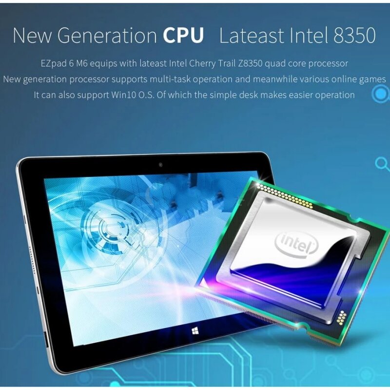 Tablet PC Windows 10, 2GB de RAM, ROM 32GB, X5 Z8350 Quad Core, 1,44 GHz, 1366x768 Pixel, Wi-Fi, HDMI, 10.8 ", Tablet