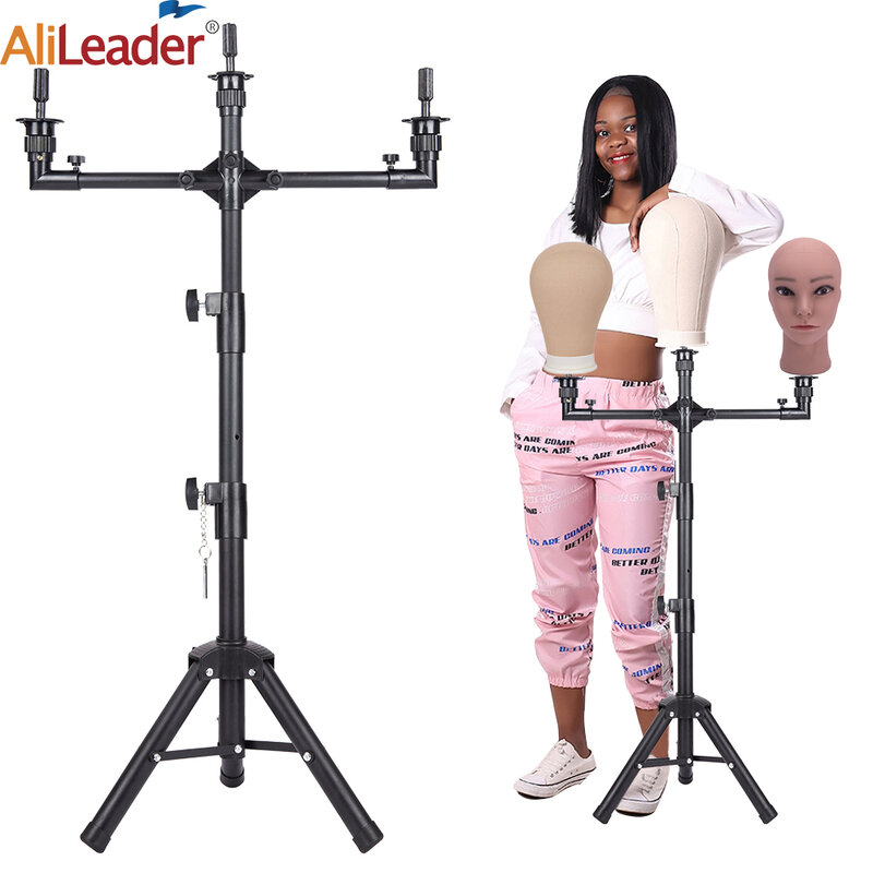 New Wig Stand With Three Holders For Canvas Head For Wig Making Mannequin Head For Wig Display Hairdressing Training Doll Head