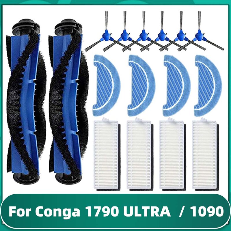 Запчасти для робота-пылесоса Cecotec Conga 1790 ULTRA/1090, фильтр НЕРА, насадка на швабру, основная и боковая щетки, сменные комплекты