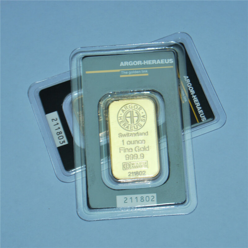 Swiss 1 Ounce Argor Heraeus Gold Bar koin peringatan mata uang asing hadiah koin Bullion koleksi 24K berlapis emas
