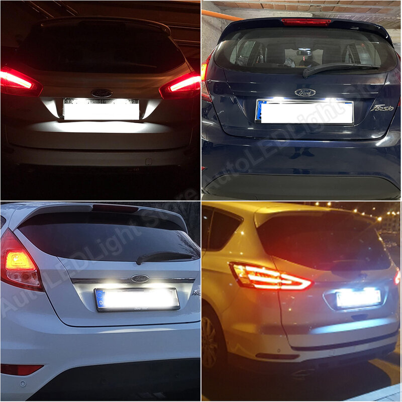 Luz LED para matrícula de coche, accesorio para Ford Focus 2 MK2 3 Mondeo 4 5 Fiesta 6 7 Kuga piezas, sin Error, 2 S-MAX