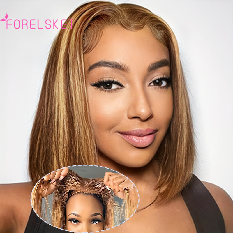 FORELSKET Wear Bright Colors Anywhere with Our Glueless Bob Wig - 150% Density 6x4 HD Lace Closure, Honey Blonde P4/27