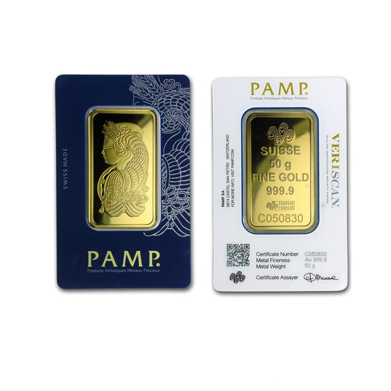 1 oz  PAMP Gold Bar Suisse Lady Fortuna Veriscan Platinum High Quality Brass Core Crafts Collectibles Decorations