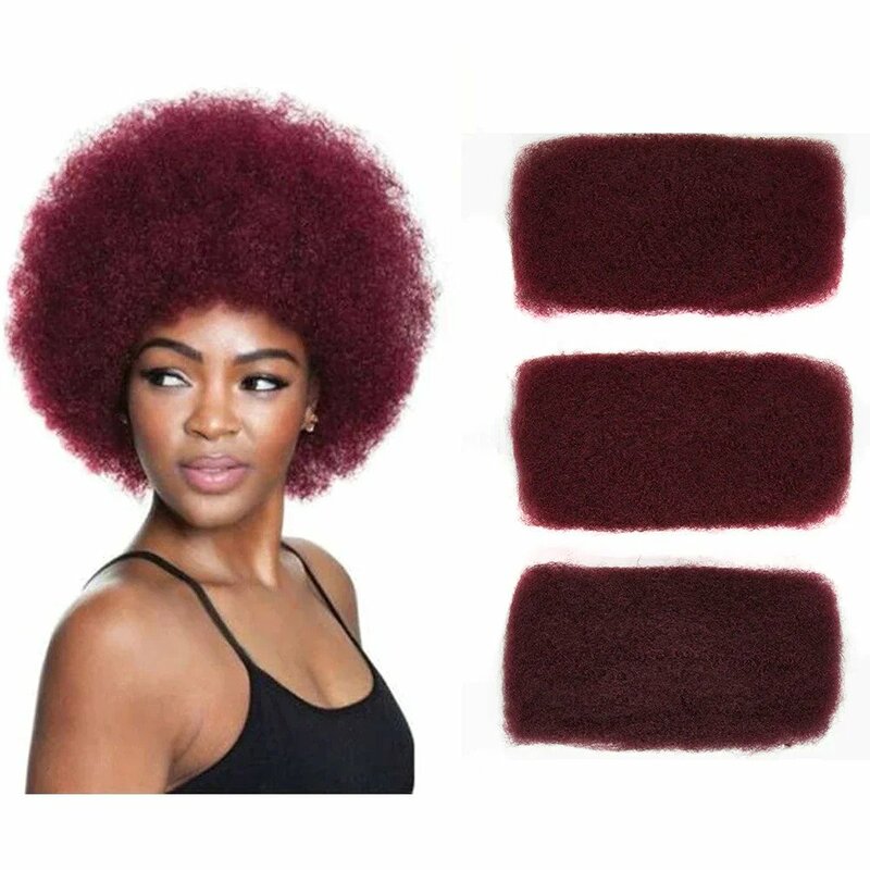 Betaalbare Afro Kinky Bulk 1 Bundel/Pc Human Hair Extension 99j Bordeauxrode Kleur Voor Vlechten Dreadlock 50 G/stk