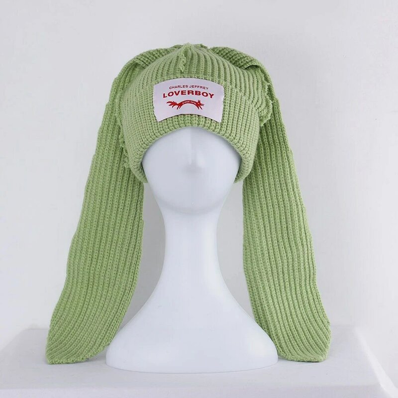 KPOP Stray Kids Rabbit Long Ear Hat Seungmin HyunJin MANIAC stesso stile cappello di lana lavorato a maglia cappello Casual di moda per uomo donna