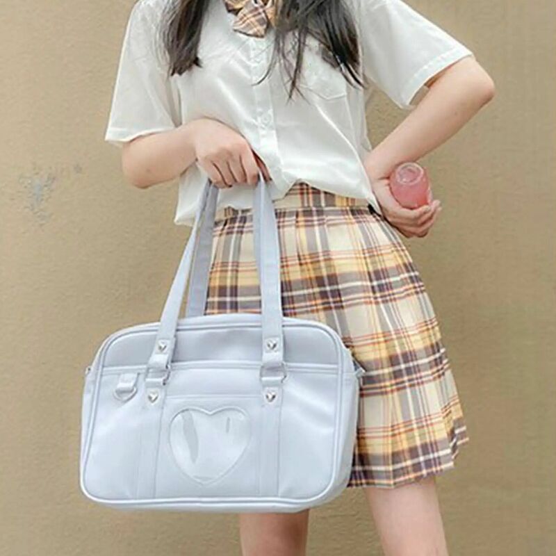 Śliczne Jk jednolity torba na ramię Crossbody japońskie wysokiej szkoły dziewczyny torebki torba na książki torby ze skóry PU duża torba