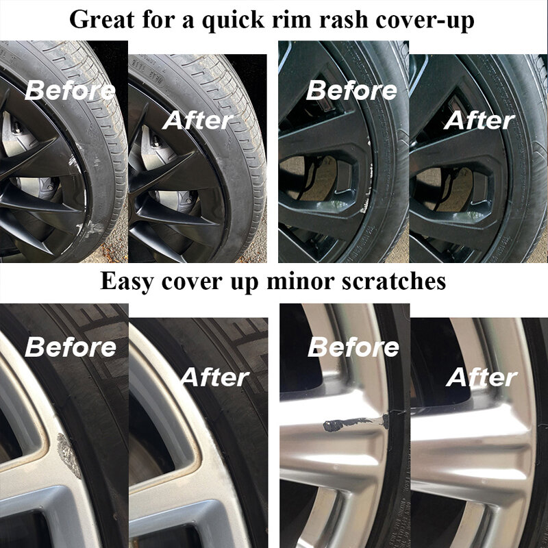 Pluma de reparación de arañazos de rueda de coche, removedor de pintura de retoque de llanta negra, accesorios de cuidado de pintura de plata negra
