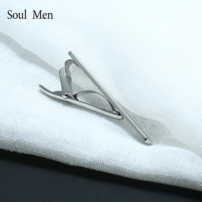 Clip de corbata clásico para hombre, acero inoxidable, plata, alta calidad, día conmemorativo