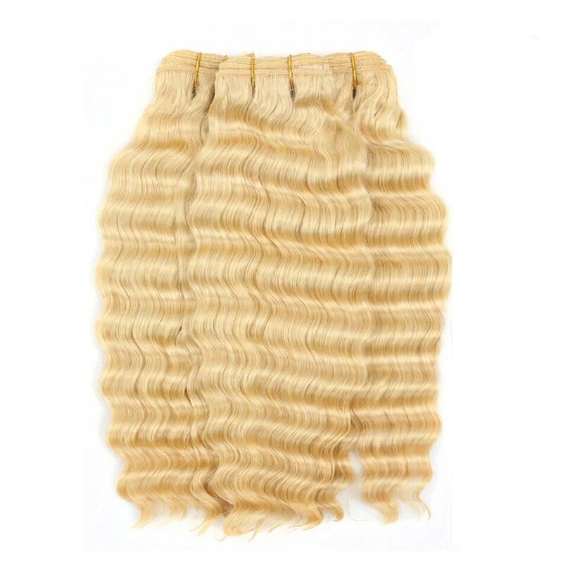 Honey Blonde Deep Wave Pacotes de cabelo humano, extensões de cabelo brasileiras, Deep Curly Hair, Weave, 1 Pacote, 3 Pacotes, 4 Pacotes, 613