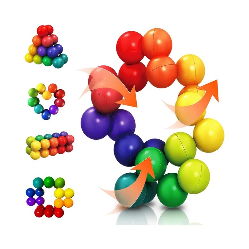 1pc Puzzle Zappeln 3D Magic Ball, Stress abbau sensorisches Spielzeug, sensorische Zappeln Spielzeug Stress abbau untrennbare Regenbogen ball
