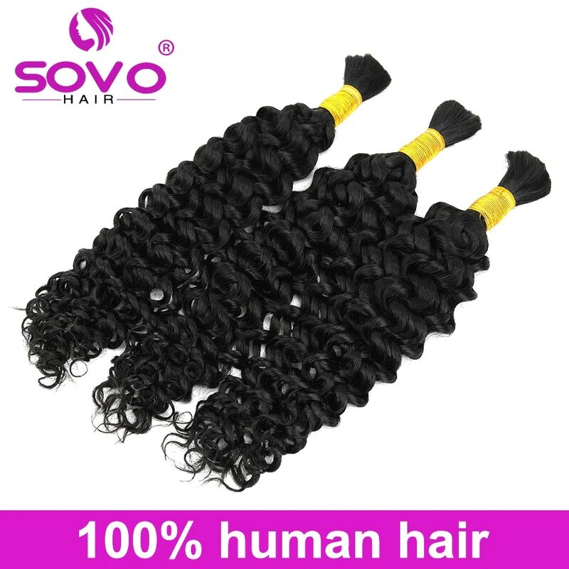 Rambut massal 100% rambut manusia mengepang gelombang air 16 "-28" 100g bundel Natural hitam madu pirang tebal ekstensi rambut Remy