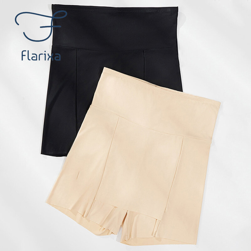 FLIREXA-女性用のシームレスな2層ショーツ,ハイウエストとシルクのパンティー,シームレス,ショートパンツ,トレーニングウェア