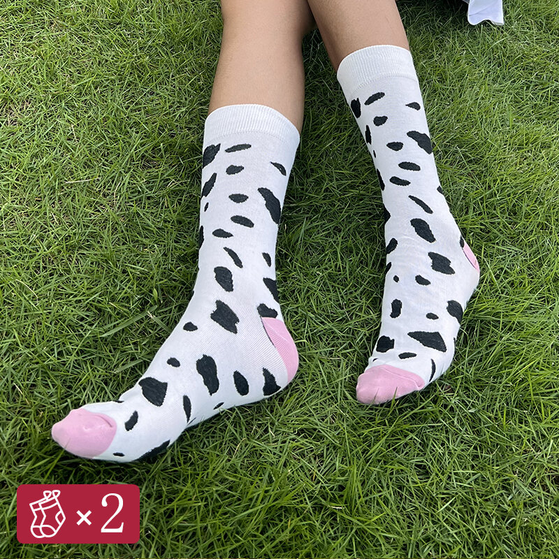 2 Pairs Harajuku Sports Socks For Women Colorful Print Sock Fashion Spring Leggings Socks Female Casual Trend Long Tube Sock