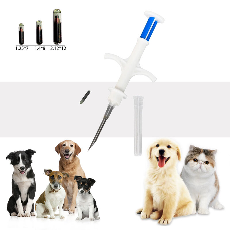 Microchip animal de estimação da injeção de FDX-B rfid para a identificação do gato do cão 20 pces animal de estimação do implante da identificação da seringa iso11784/85