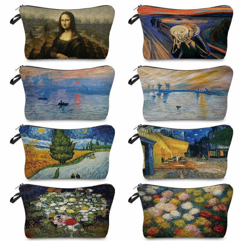 กระเป๋าใส่เครื่องสำอางค์กระเป๋าที่กำหนดเองผู้หญิง Tas Kosmetik Travel ย้อนยุคแนวแฟชั่น Art ใหม่ Van Gogh ภาพวาดพิมพ์ Leisure กระเป๋าแต่งหน้า