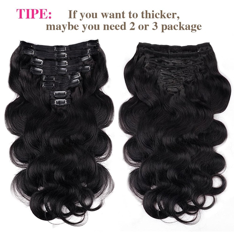 Body Wave Clip In Hair Extensions Voor Zwarte Vrouwen Clip Ins Hair Extensions Natuurlijke Zwarte Kleur Full Head Braziliaans Maagdelijk Haar