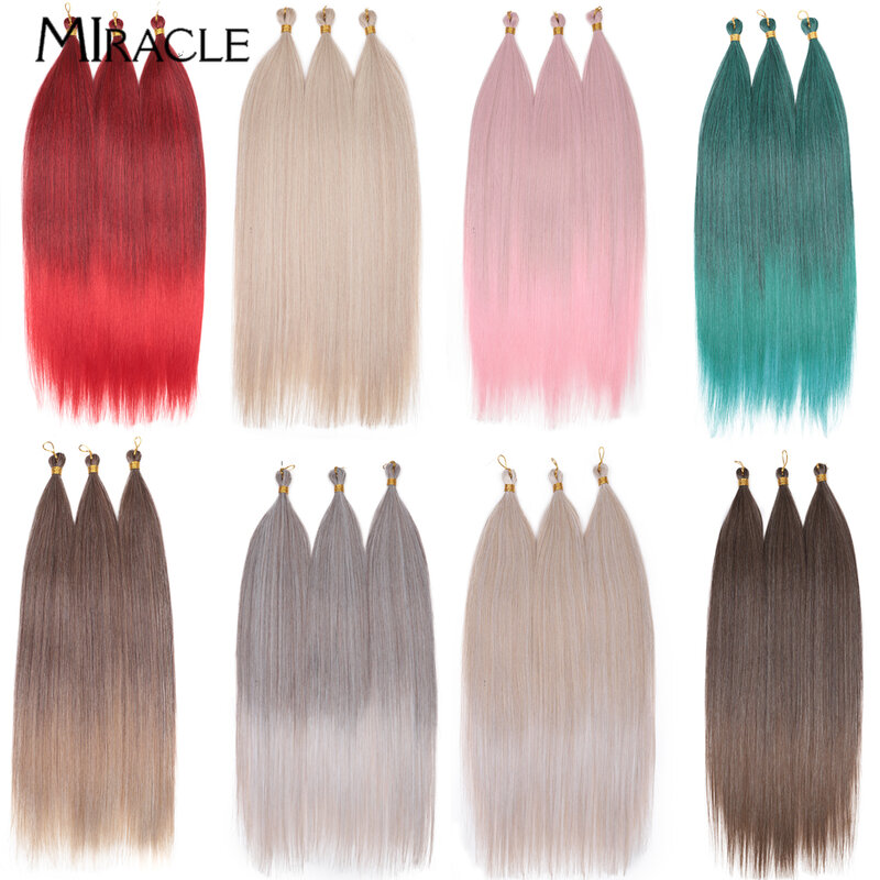 MIRACLE-Extensions de cheveux synthétiques droites Ariel pour femmes, tresses au crochet, tressage de faux cheveux, faisceaux de cheveux au crochet, 28 po