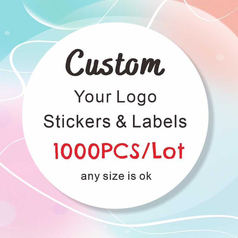 Pegatinas personalizadas de piezas, etiquetas de embalaje con logotipo personalizado, para boda, cumpleaños, bautismo, Diseña tus propias pegatinas, 1000