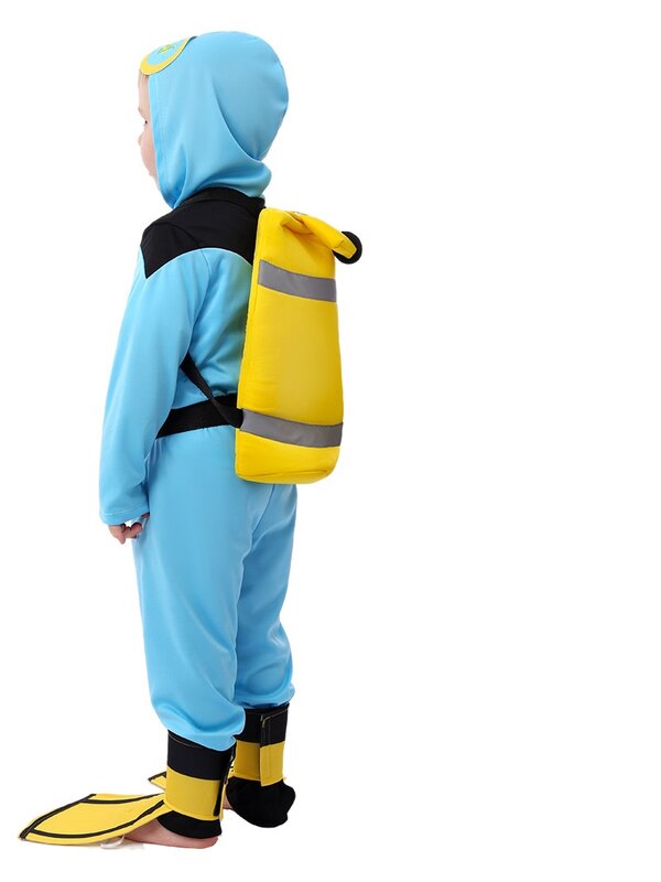 สตีฟนักดำน้ำชุดคอสเพลย์สำหรับเด็กชุดดำน้ำฮาโลวีนชุดดำน้ำสำหรับเด็กผู้ชายชุดนักตกปลาเด็กหัดเดิน