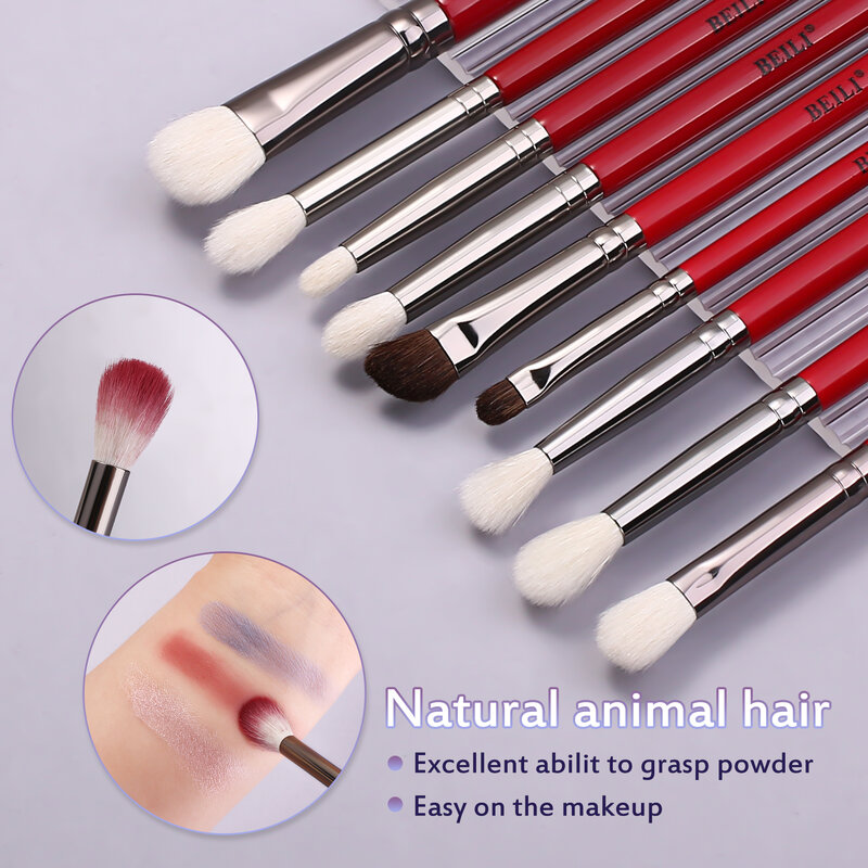 BEILI Red 30pcs Professional Makeup Brushes Set Natural Hair Foundation Eyeshadow Eyebrow Make Up Brush Set