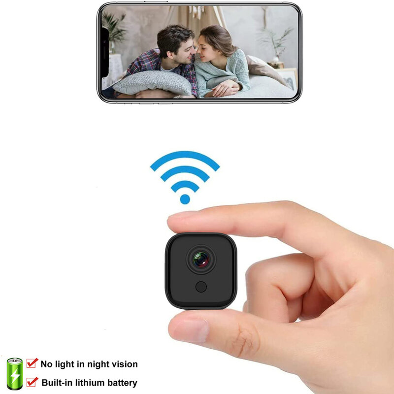 Kamera WiFi Mini Nirkabel 1080P Perlindungan Keamanan Rumah Pintar Kamera IP Pengawasan Baterai Monitor Video Pengasuh Bayi Kecil