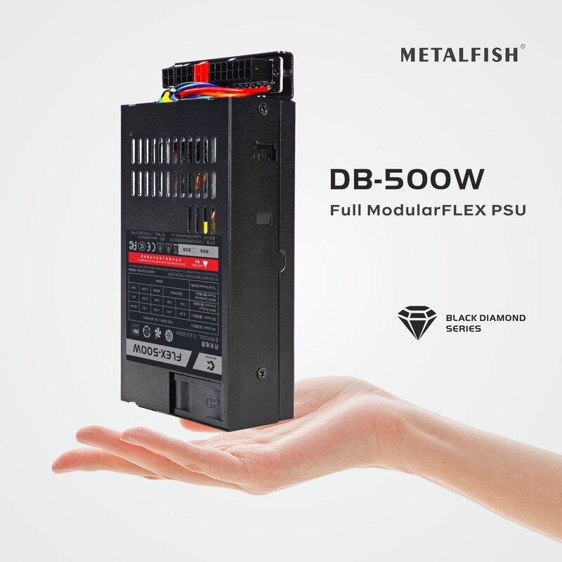 METALFISH-fuente de alimentación Modular Flex 500W, fuente de alimentación pequeña 1U, PSU Flex-ATX 500W para ITX Compact Mini PC POS AIO(400W opcional)
