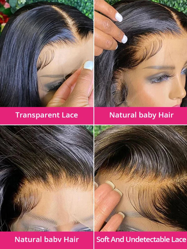 Peluca de cabello humano liso para mujer, postizo de encaje Frontal transparente, sin pegamento, 13x6, HD, prearrancado, 30 y 38 pulgadas, 250%