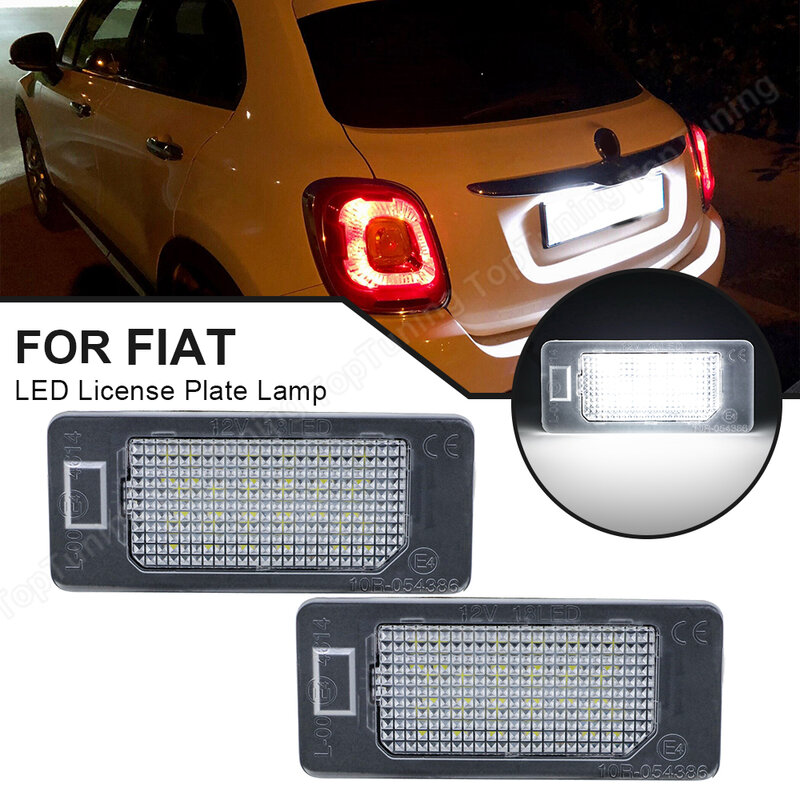 Número de licença LED placa lâmpada de luz, Canbus, sem erro, autopeças para Fiat 500X, 2014, 2015, 2016, 2017, 2018, 2019, 2pcs