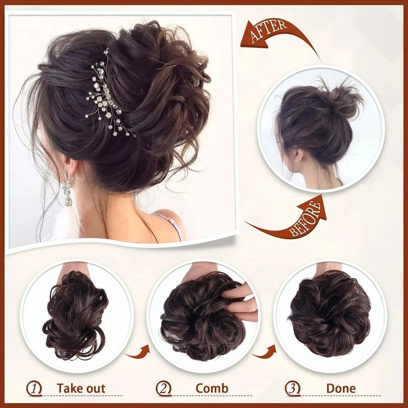OLACARE Messy Bun Hair Piece Tousled Updo Hair Extensions With Claw Clip Curly Hair Bun Scrunchie for Women Girls