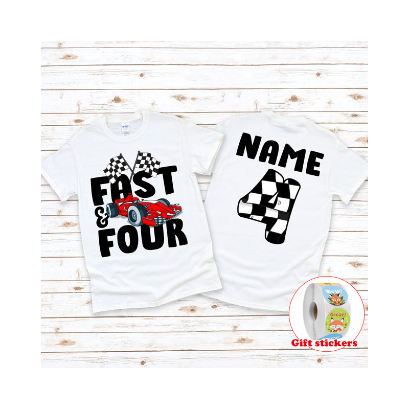 Camiseta de aniversário rápida infantil, Second Birthday Shirt, 2nd Birthday T-shirt, Racecar, Camisa menino