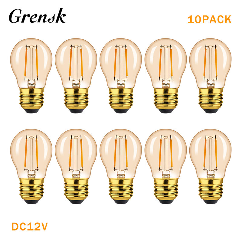 Ampoules vintage à LED 12V, ampoules en verre ambré, basse tension, In347, lampes, cabine de camping-car, lampe d'éclairage intérieur, indda G45 2W, 10 pièces