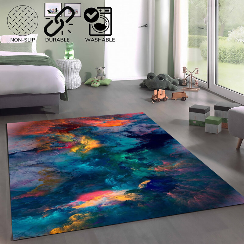 Non-Slip Abstract Modern Carpet Unique Area Rug for Home Decoration Comfortable Art Solf Floor Mat Custom Green Abstract Carpet