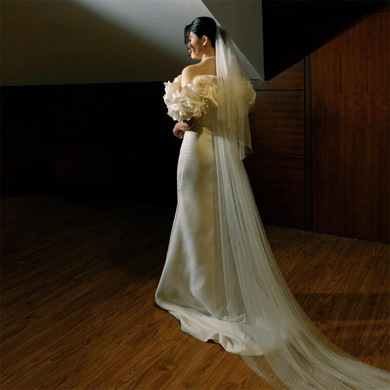 Vestido de novia con rosas 3D voluminosas para mujer, prenda de satén suave y elegante, estilo sirena, hecho a medida, 20076 #2024