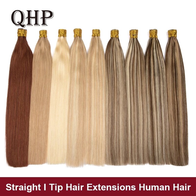 Straight Natural Fusion Hair Extensions, Machine Made, Eu Dica Remy Cabelo Humano, Cápsulas de queratina, Loiro Colorido, 50Pcs Set