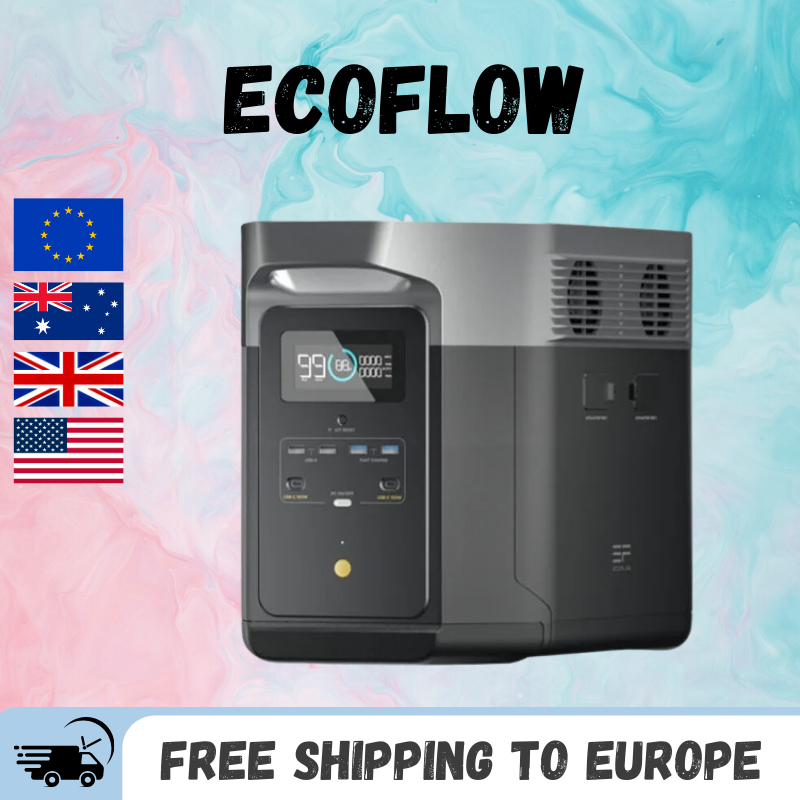 EcoFlow-Générateur Solaire Portable, Modèle DELTA 2 Max 2400W 2048Wh, Extensible 6kWh, Batterie Lyen Jusqu'à 3000W, Silencieux,