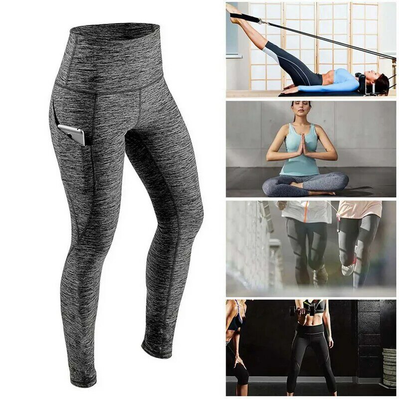 TUNIControl-Leggings de yoga élastiques taille haute pour femmes, collants de compression, butin froncé avec poche, pantalon sans couture, salle de sport, entraînement, 2024