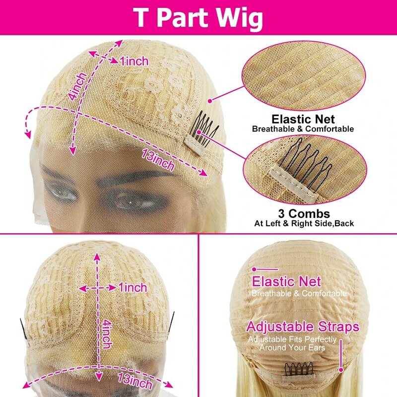 White Blonde Straight Human Hair Wigs for Women 13x4x1 Transparent HD Lace Frontal Wig Brazilian Virgin Human Hair Wigs 150%