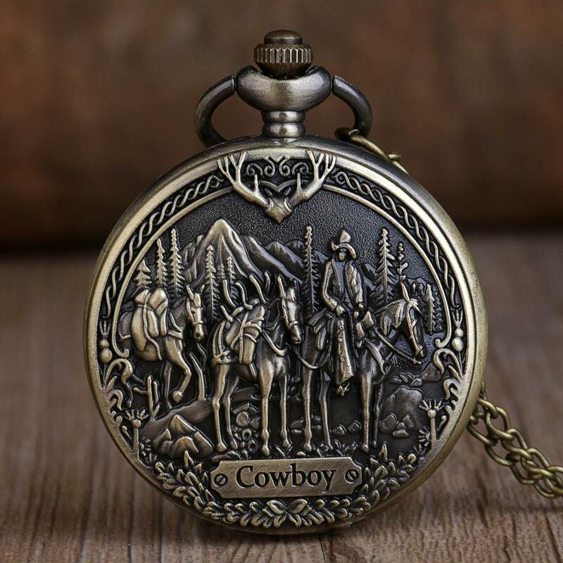 Vintage Steampunk Pocket Watch Men's Collection Military Quartz Pocket Fob Watches Fashion Pendant Gifts with Chain