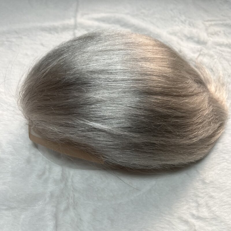 Rambut manusia Toupee untuk pria Holloywood renda 8*10 rambut lurus pria wig 1b90 warna rambut pengganti untuk pria Sistem rambut manusia