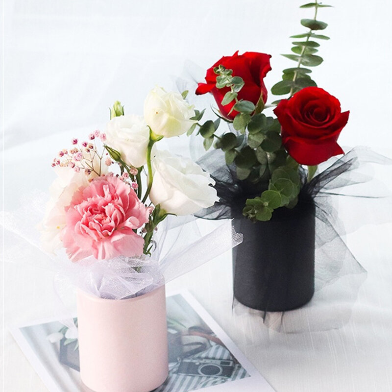 휴대용 꽃 상자 선물 포장 상자, 라운드 바구니, 웨딩 파티 발렌타인 데이 선물, 장미 꽃 보관 장식 상자