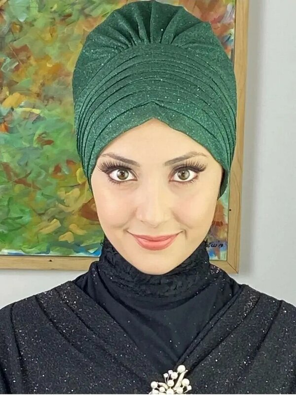 Topkapi Silvery Cross Draped Outer Bonnet, Turban Scarf Hijab Clothing Muslim Fashion Casual Shawl Modern and Stylish Women