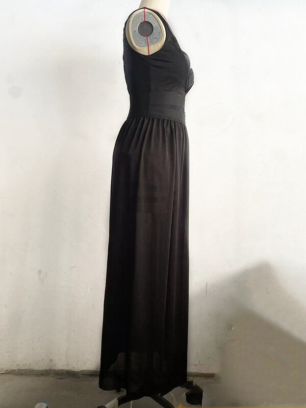 InsDoit-Conjunto de falda gótica para mujer, corsé negro sin mangas, Top corto, ropa interior de vendaje, falda dividida de malla, conjuntos de 3 piezas