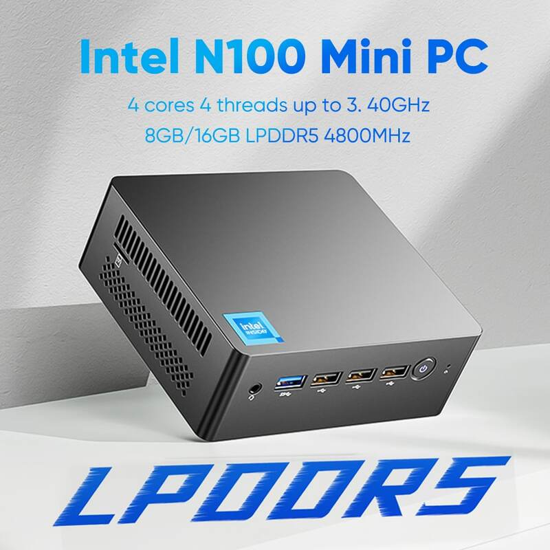 Topton D4 komputer saku Mini Intel generasi 12, komputer saku Mini Windows 11 Pro Intel N100 DDR5 4800MHz 1000M LAN HDMI 2.0 DP WiFi6 BT5.2