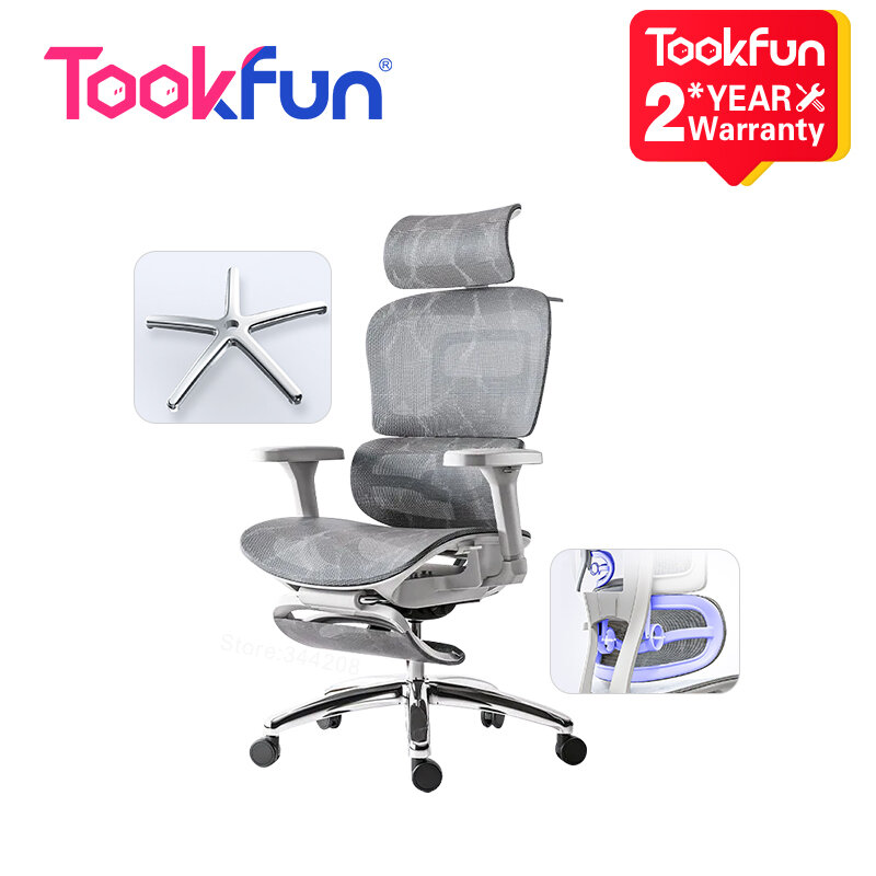 Эргономичное компьютерное кресло Tookfun, вращающееся кресло с подъемником для офиса, игровое кресло с разделением для поясницы 4d Alpha, дышащая сетка