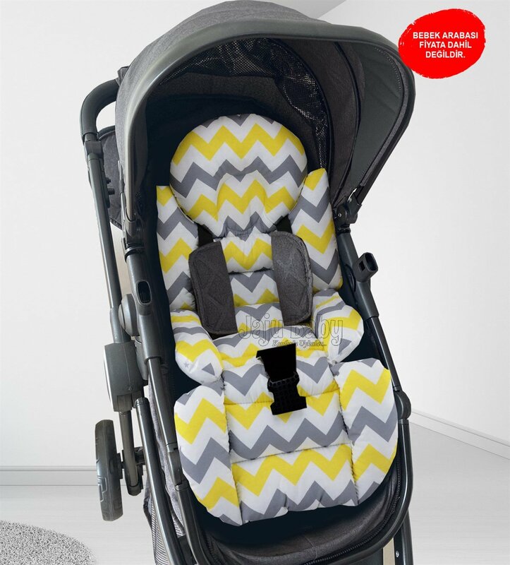 Handmade Yellow Zigzag Baby Stroller Cushion