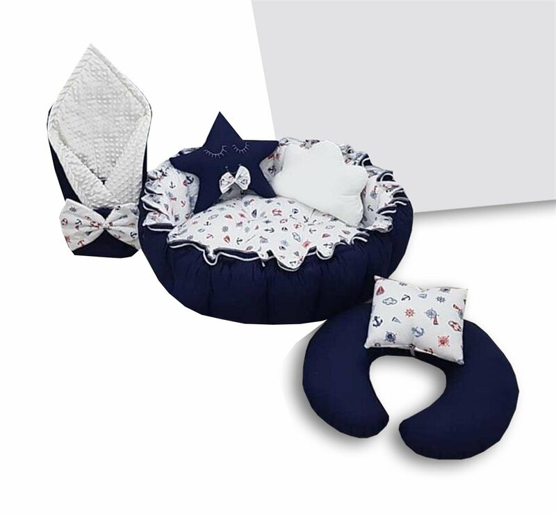 Handmade Navy Blue Captain Patterned Set Design Luxury Play Mat Babynest
