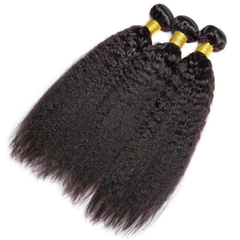 Newmi Yaki-mechones rizados rectos con encaje Frontal 360, extensiones de cabello humano Natural, cierre de encaje 360, 30 pulgadas