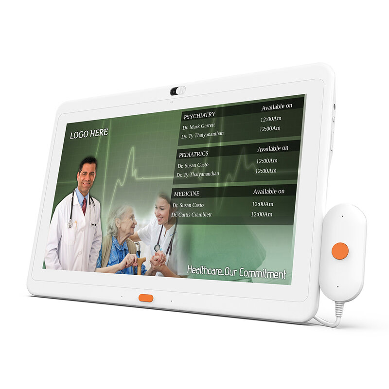 Tablet PC médico montado, PoE, Android 11, câmera de privacidade, SOS, cancelamento de eco para chamadas, VESA, cama montada, 10"