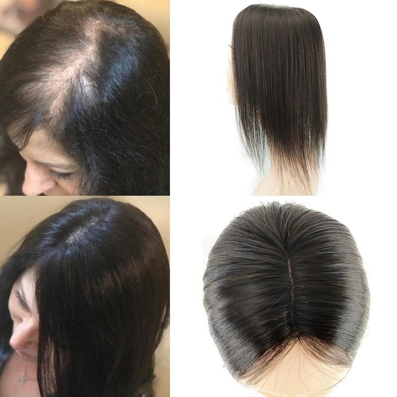 Toppers de cabelo humano para mulheres, 100% pedaços de cabelo humano com Thining, Super Soft Feel Like, cabelo real, 12 ", 8x12x30cm